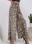 Women Leopard Long Elastic Waist Pants Vintage Spring/Fall Trousers