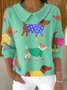 Women Cotton Cartoon Long Sleeve Comfy Casual Sweater