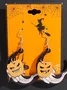 Halloween Themed Wooden Earrings Funny Cartoon Ghost Pumpkin Skull Kitten Long Pendant Party Decoration Earrings