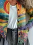 Women Abstract Long Sleeve Comfy Vintage Printing Cardigan