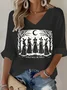 Vintage Halloween V Neck Three Quarter Sleeve T-shirt
