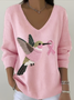 Women Cotton Animal Long Sleeve Comfy Casual Sweater