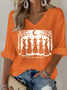 Vintage Halloween V Neck Three Quarter Sleeve T-shirt