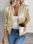 Women Spring/Fall Outerwear Casual Plain Long Sleeve Jacket