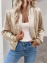 Women Spring/Fall Outerwear Casual Plain Long Sleeve Jacket
