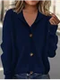 Women Plain Long Sleeve Comfy Vintage Cardigan