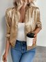 Women Spring/Fall Outerwear Casual Plain Long Sleeve Jacket