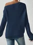 Women Cotton Plain Long Sleeve Comfy Casual Sweater