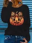 Casual Halloween (pumpkin) Crew Neck Long Sleeve T-shirt