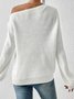 Women Cotton Plain Long Sleeve Comfy Casual Sweater