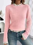 Women Cotton Plain Long Sleeve Comfy Casual Sweater