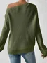 Women Cotton Plain Long Sleeve Comfy Casual Sweater