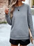 Women Cotton Plain Long Sleeve Comfy Casual Sweater