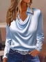 Cowl Neck Long Sleeve Plain Regular Regular Fit Shirt For Women