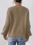 Women Cotton Plain Long Sleeve Comfy Casual Sweater