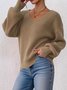 Women Cotton Plain Long Sleeve Comfy Casual Sweater