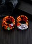 Hot Selling Orange Rice Beads Crystal Metal-plated Polymer Clay Pumpkin Skull Pendant Halloween Beaded Bracelet