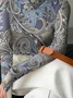 Long Sleeve Paisley Printing Regular Micro-Elasticity Regular Fit Blouse For Women