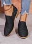 Vintage Geometric Slip On Block Heel Shallow Shoes