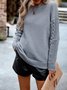 Women Cotton Plain Long Sleeve Comfy Casual Sweater