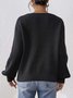 Women Cotton Plain Long Sleeve Comfy Casual Sweater