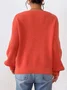 Women Cotton Plain Long Sleeve Comfy Casual Sweater