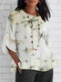 Crew Neck Half Sleeve Dragonfly Regular Regular Fit Blouse For Women