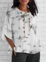 Crew Neck Half Sleeve Dragonfly Regular Regular Fit Blouse For Women
