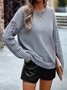 Women Cotton Plain Long Sleeve Comfy Casual Sweater