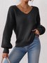 Women Cotton Plain Long Sleeve Comfy Casual Sweater