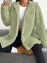 Women Spring/Fall Outerwear Casual Plain Long Sleeve Teddy Fleece Hoodie Jacket