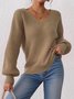 Women Cotton Plain Long Sleeve Comfy Casual Sweater
