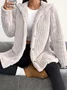 Women Spring/Fall Outerwear Casual Plain Long Sleeve Teddy Fleece Hoodie Jacket