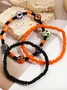 Hot Selling Orange Rice Beads Crystal Metal-plated Polymer Clay Pumpkin Skull Pendant Halloween Beaded Bracelet