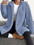 Women Spring/Fall Outerwear Casual Plain Long Sleeve Teddy Fleece Hoodie Jacket