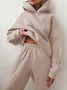 Women Plain Split Joint Two-Piece Set Daily Long Sleeve Casual Spring/Fall Top With Pants Matching Set