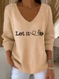 Women Cotton Text Letters Long Sleeve Comfy Casual Sweater