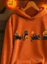 Vintage Hooded Halloween Cute Cat Art Print Hoodie