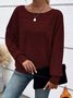 Crew Neck Long Sleeve Plain Regular Micro-Elasticity Loose Blouse For Women