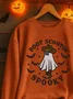 Vintage Crew Neck Halloween Cute Ghost Print Sweatshirt