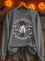 Vintage Crew Neck Halloween Cute Ghost Print Sweatshirt