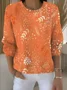 Women Floral Long Sleeve Comfy Vintage Sweater