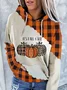 Casual Hoodie Plaid Pumpkin Printing Comfy Loose Hoodie 