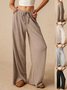 Women Plain Long Elastic Waist Pants Casual Spring/Fall Trousers