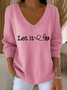 Women Cotton Text Letters Long Sleeve Comfy Casual Sweater