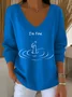 Women Cotton Text Letters Long Sleeve Comfy Casual Sweater
