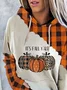 Casual Hoodie Plaid Pumpkin Printing Comfy Loose Hoodie 