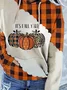 Casual Hoodie Plaid Pumpkin Printing Comfy Loose Hoodie 