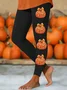 Women Halloween Pumpkin Print Casual All Season Long Leggings