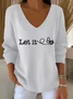 Women Cotton Text Letters Long Sleeve Comfy Casual Sweater